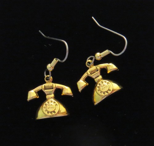 Pendientes de teléfono de Hollywood placa de oro de 24 quilates teléfono de colección esfera giratoria llamada - Imagen 5 de 5