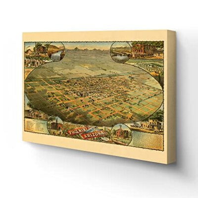 1885 Phoenix Arizona Map  - Canvas Wrap Vintage Map of Phoenix Arizona Wall Art