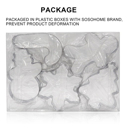 Christmas Cookie Cutter Set 5 Piece Holiday Cookies Molds Snowman Christmas Tree - Picture 3 of 7