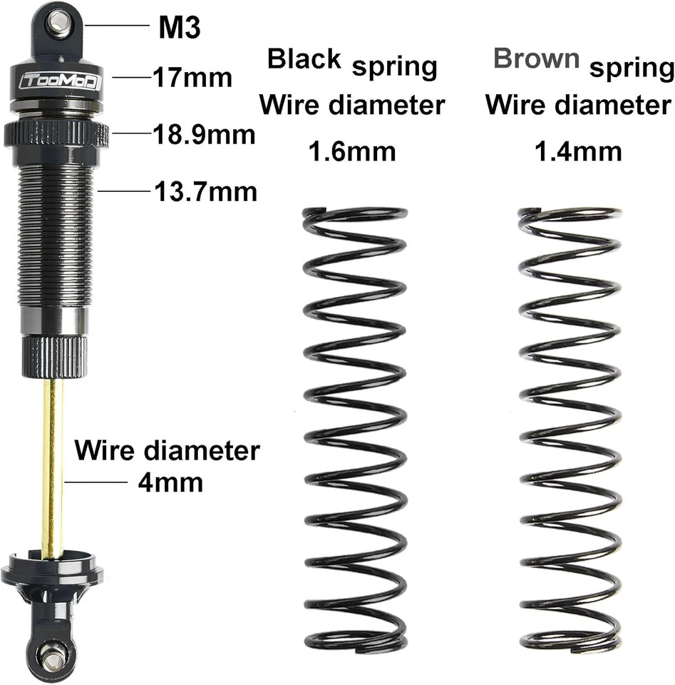 90mm/105mm RC Oil Shock Big Bore Damper for Slash/Stampede/Rustler/Bandit/Vortek - Image 2 of 4