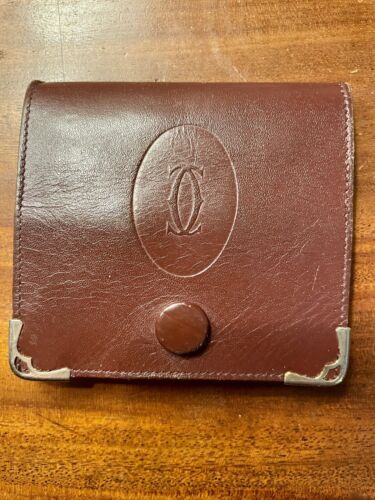 Vintage Cartier Leather Compact Wallet Change Purse- Paris