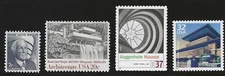 FRANK LLOYD WRIGHT - ARCHITECT - FALLINGWATER, GUGGENHEIM, ROBIE - 4 U.S. STAMPS