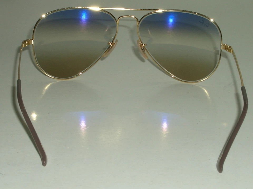 58[]14mm RAY BAN RB3689 001/GD BLUE GRADIENT FLASH GOLD AVIATOR SUNGLASSES MINT - Image 4 of 4