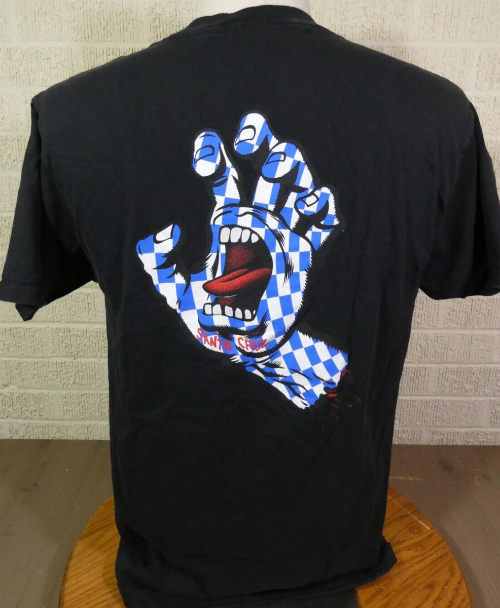 Santa Cruz Jim Phillips Screaming Hand T-Shirt Blue Checkered