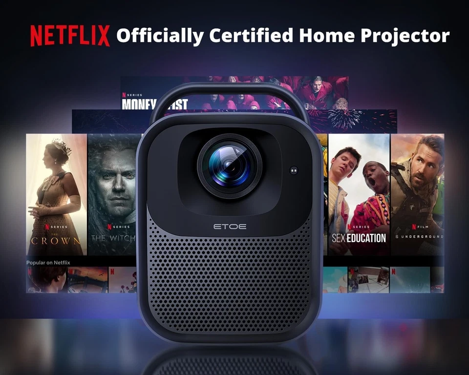 Etoe Seal Pro Projector Android TV & Netflix 1000 ANSI 20W Dolby Audio, Auto Foc - Image 4 of 4