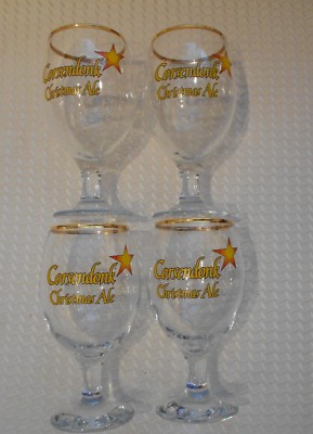 (4) CORSENDONK CHRISTMAS ALE GLASSES-VG++ CONDITION-6 1/2'' HIGH