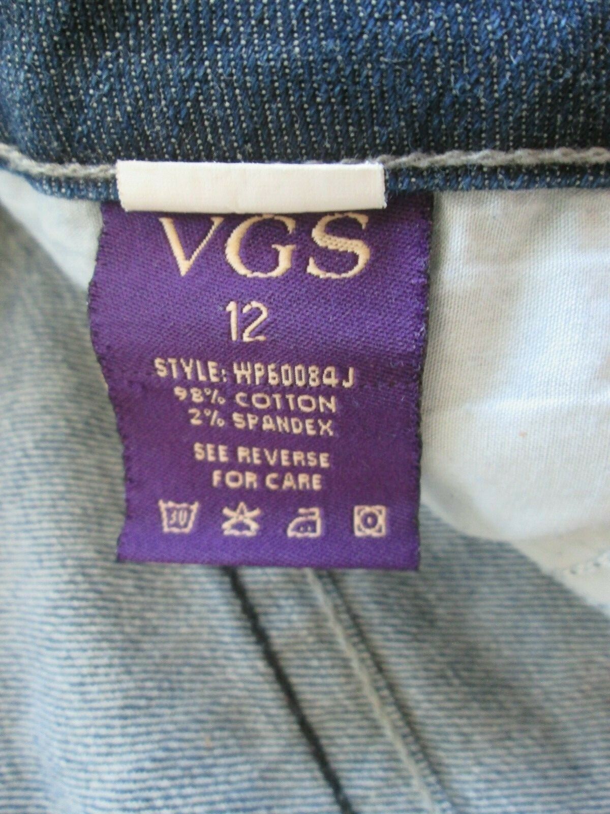 VGS Jeans 12 36x23 Skinny Blue Denim Capri Cropped Cotton Distressed