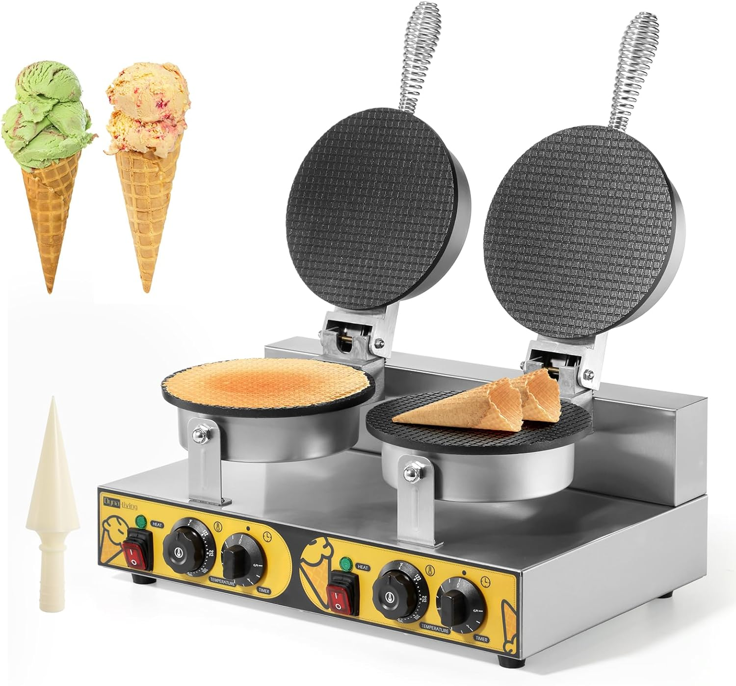 Waffle Cone Maker Commercial 2400W Professional Ice Cream Cone Waffle Maker Mach-image