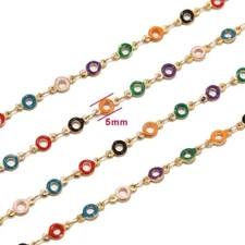 2meters stainless steel enamel round charms connect chains