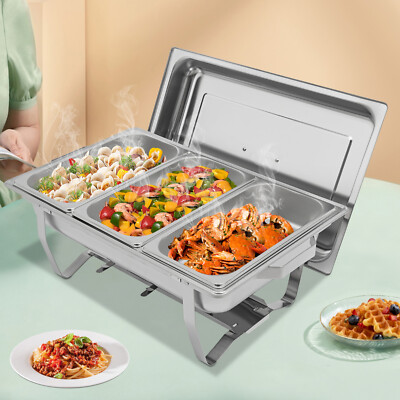 5L Rechteck 3 Fächer Chafing Geschirr Buffet Wärmere Speisepfanne Catering