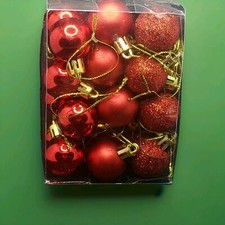 Red Shiny Glitter Matte Hanging Shatterproof Christmas Ornaments Box Of 24 New