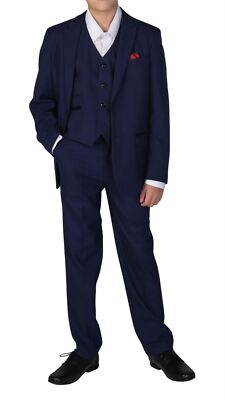 Paul Andrew Mark - Boys Navy 3 Piece Check Suit