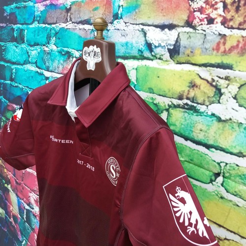 BORDEAUX BURGUNDY POLO RUGBY CLUB SERVETTE RC GENÈVE 1890 JERSEY FOURTEEN M - Foto 4 di 12