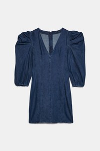 zara puff sleeve denim dress