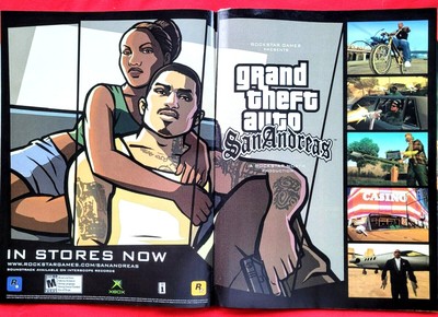 RARE! 2005 GRAND THEFT AUTO San Andreas Xbox Video Game = 2pg 