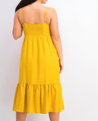 Inc Womens Linen Blend Twist Front Midi Dress Gold XS Inc Womens Linen Blend Twist Front Midi Dress Gold XS