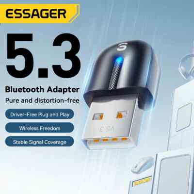 Essager USB Dongles Bluetooth 5.3 Adapter For Wireless Keyborad Audio Receiver