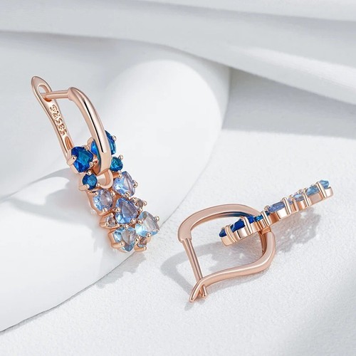 Heißer Glänzend Blau Natürliche Zirkon Tropfen Ohrringe Für Frauen - Bild 7 von 7