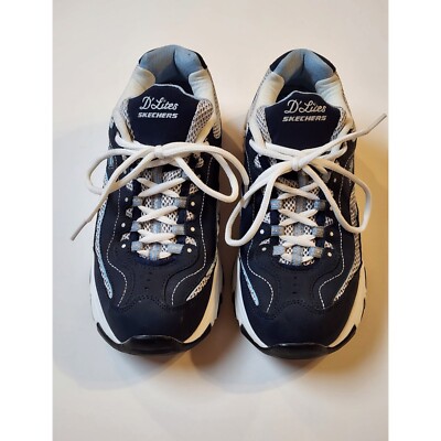 Skechers D’Lites Womens Air Cooled Memory Foam Lace Up Sneaker 11860 Blue  Sz