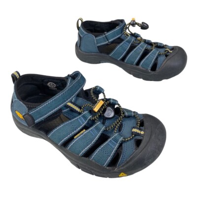 Keen Boys Newport H2 Hiking Sandals Blue Bungee Cord Hook & Loop Fasteners 3