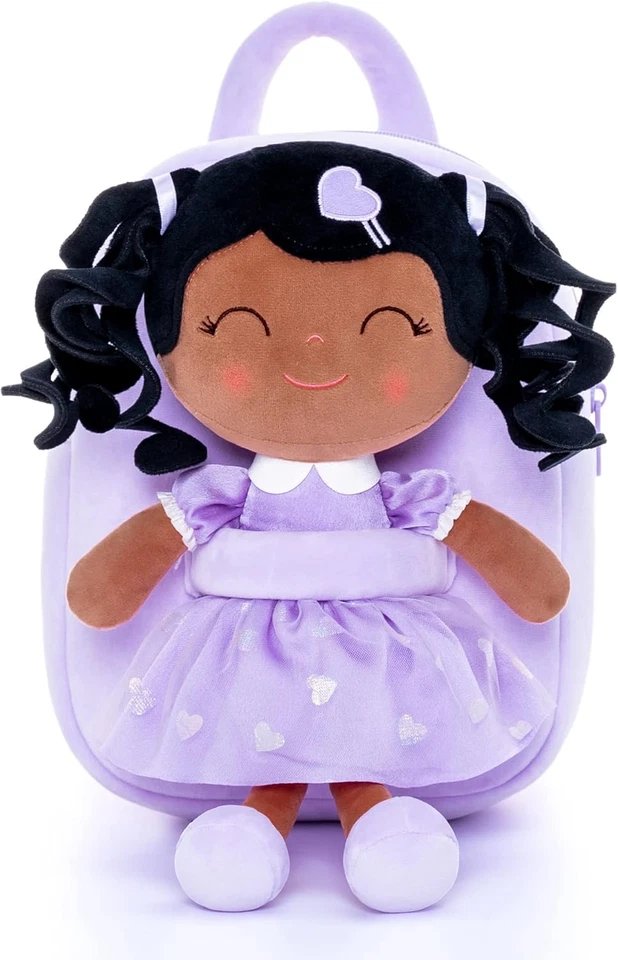 Mochila para niños pequeños Bebé Niña Regalo Bolsa de felpa Bolsa de pañales con Primavera Niña Muñeca Rizada Foto 2 de 4