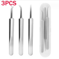 3Pcs Pimple Popper Tool Blackhead Remover Tools Tweezers for Facial Nose w/ Box