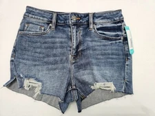 Vigoss Ace High-Rise Frayed Hem Shorts Indigo Approx US 2 Size 26 