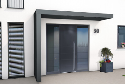Haustürvordach Gutta BS Plus 300 mit Seitenteil links inkl. LED, Anthrazit 7016