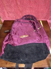 VTG 80S 90s ACADEMY BROADWAY BACKPACK # 750 DAY PACK Maroon With Leather Bottom