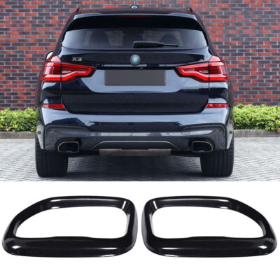 Black Steel Exhaust Tips Tailpipe End Trim Covers For BMW X3 G01 M40i 2018-2021