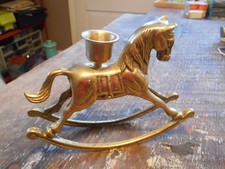 Vintage 15 Ounce Solid Brass Rocking Horse Paperweight Figure Candleholder