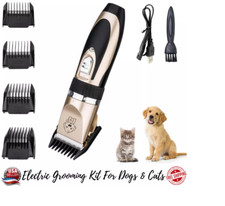 Dog Cat Pet Grooming Kit Rechargeable Cordless Electric Hair Clipper Trimmer Set