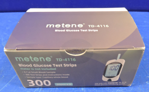Box 300 Count Metene TD-4116 Blood Glucose Test Strips for Diabetes / Exp 2026