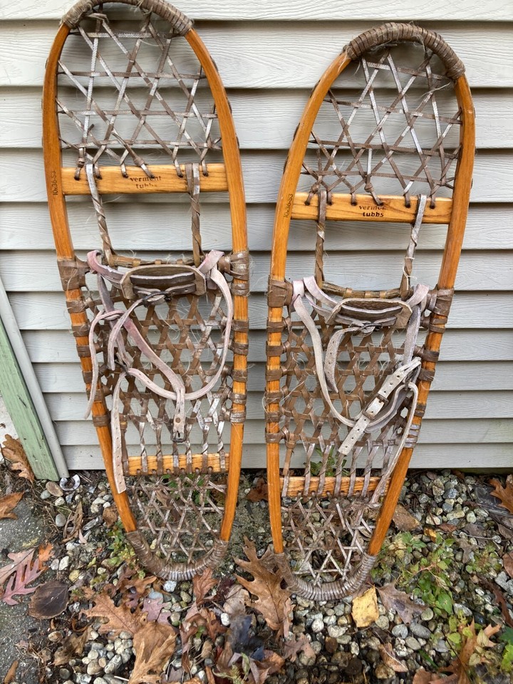 VINTAGE WOODEN SNOWSHOES TUBBS VERMONT eBay