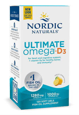 Nordic Naturals Ultimate Omega-D3 120 Softgels 1280mg FRESH Free Shipping
