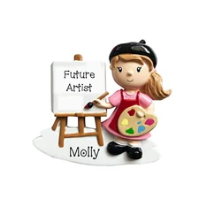 Artist Girl/Boy/Paint Easel/Paint Palette/Artist Personalized Christmas Ornament