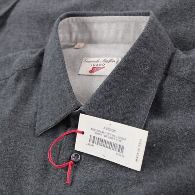 Emanuele Maffeis NWT Casual Button Down Shirt Size M Solid Gray 100% Cotton