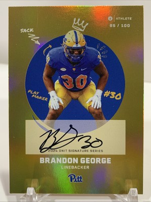 2024 ONIT On Card AUTO #S17 Brandon George 85/100 PITT PANTHERS