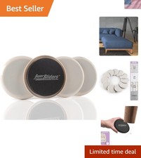 Self-Adhesive Round Furniture Sliders, 3.5" for Medium to Large Items - 4 Pack