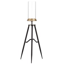 Allstate 30.75" Black Gold Hurricane Glass C le Holder with Foldable Metal St