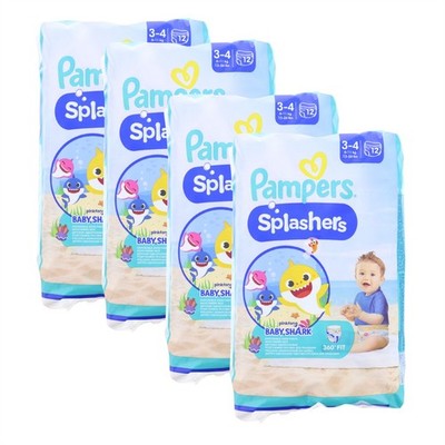4x12 Pampers Splashers Baby Shark Gr 3-4 Windeln 6-11kg Schwimmwindeln
