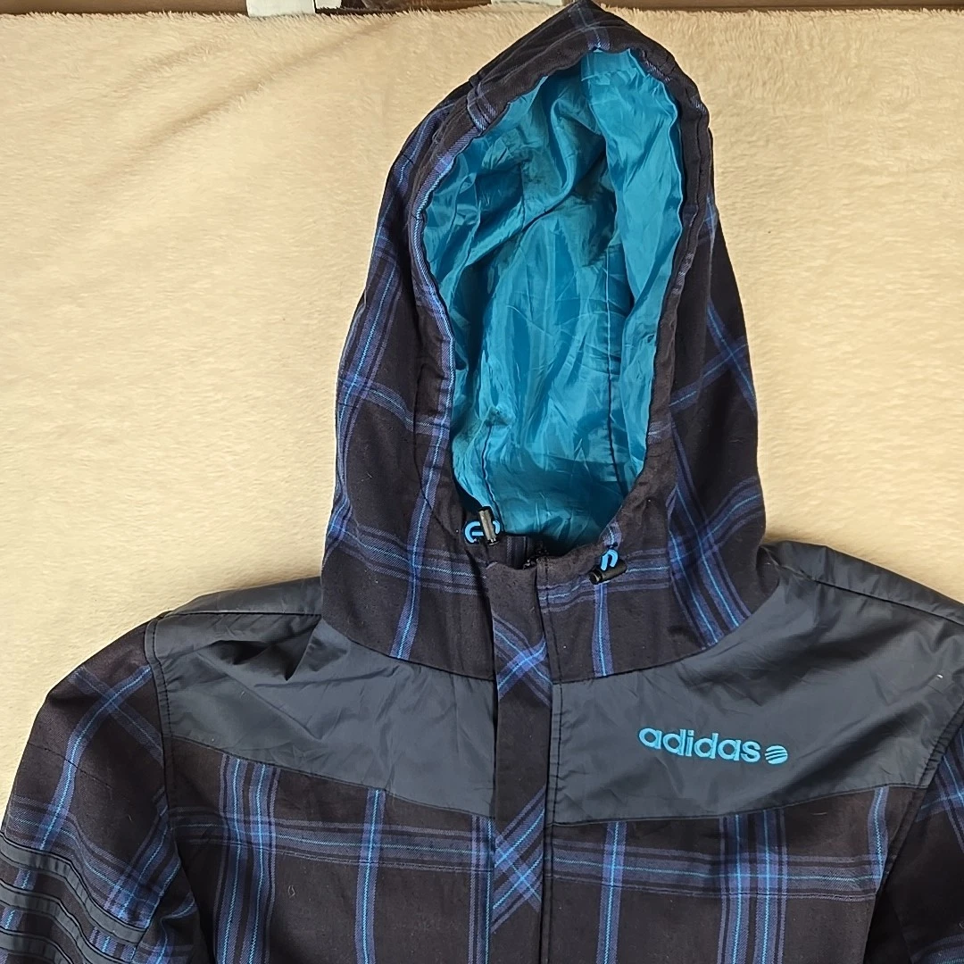 Vintage adidas Neo Label Tartan Jacket Size L/XL Blue Tartan Winter Coat - product detail image 2