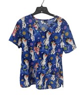 Scrubstar Disney's Frozen II Olaf Flakes V-Neck Scrub Short Sleeve Top Large