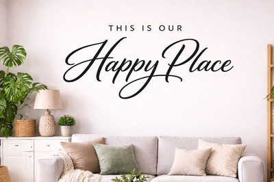 Wohndeko Wandaufkleber Unser Happy Place Aufkleber Vinyl Wandbild Deko | 4 Größen