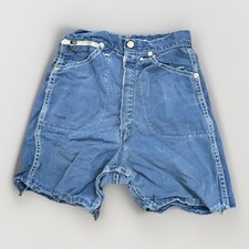VTG 50s 60s Kids Denim Shorts W22 Blue Cut Offs