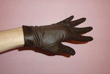 Vintage Brown Formal Gloves size L textured pattern women's 1960's nylon