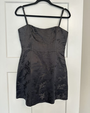 Realisation Par Black Floral Square Neck Spaghetti Strap Mini Slip Dress 6