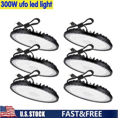 6 Pack 300W Led UFO High Bay Light Warehouse Commercial Industrial Shop Lights