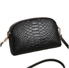 GENUINE LEATHER BLACK CROSSBODY BAG / SHOULDER BAG / ADJUSTABLE REMOVABLE STRAP