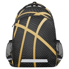 Balck Gold Sport Basketball Backpack School Bookbag Laptop Purse Casual Daypa...